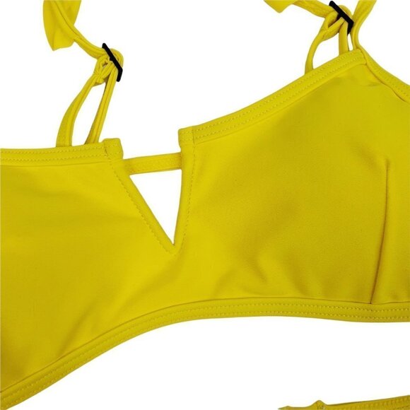 Kendall & Kylie Ruffle Bikini Top Neon Yellow  NWT. Size Small MSRP $120 - Picture 3 of 8
